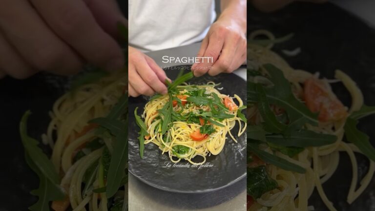 「梅雨時のおすすめパスタ」しらすとルッコラとフレッシュトマトのスパゲッティー　#ピットーレ #自家栽培ルッコラ　#shorts