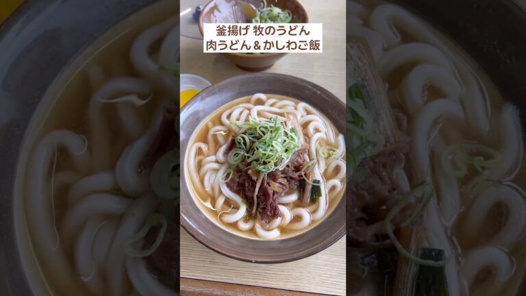 牧のうどんの肉うどんとかしわご飯美味しすぎる…🤤🤍 #うどん #肉うどん #福岡 #japan #shorts
