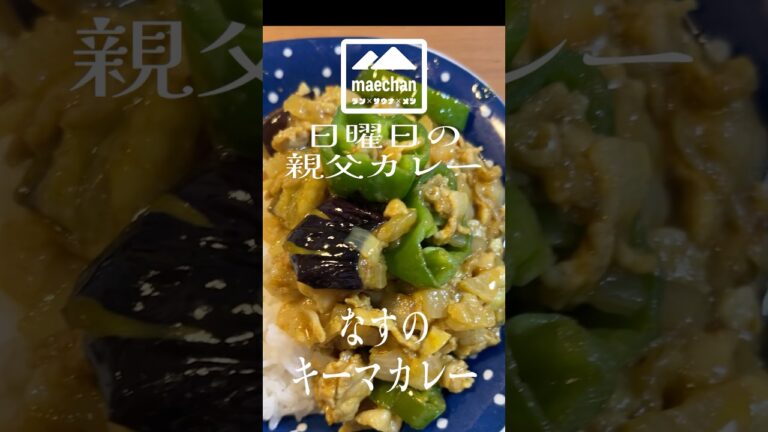 粗挽き肉にゴロゴロなすとピーマン　男のキーマ　【日曜日の親父カレー】