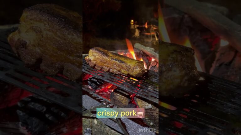 焚き火飯！クリスピーポーク🐖【キャンプ】【キャンプ飯】【焚き火】