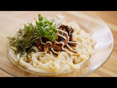 冷凍うどんで簡単！さんま蒲焼き海苔マヨうどんの作り方！