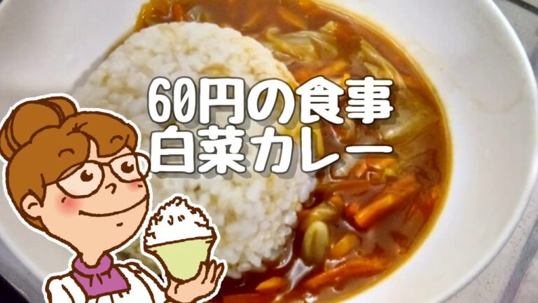 60円の食事 白菜が安すぎたので白菜カレー 貯金が増える底辺飯 節約料理20190212