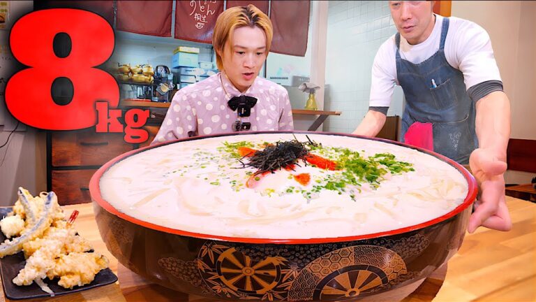 【大食い】クリームに溺れそう...。超濃厚明太子クリームうどん8kgを制限時間50分で完食できるのか？【大胃王】【ひもかわうどん桐生】