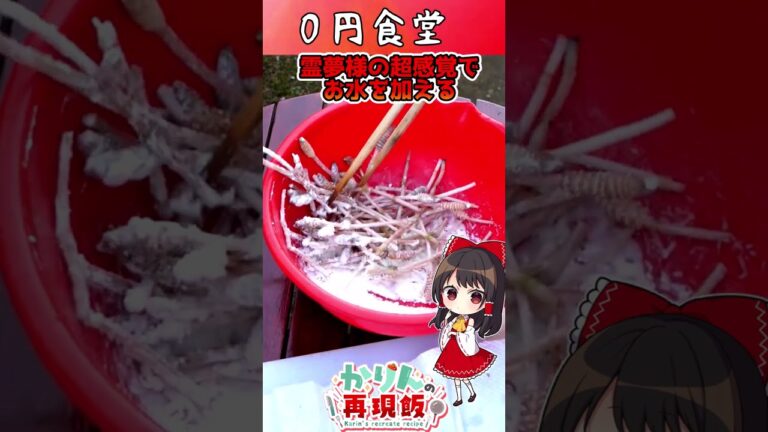 【0円食堂】お金ない😱大きくなりすぎてしまった「つくし」をかき揚げにして食べる！野草霊夢【料理】【ゆっくり実況】 #shorts