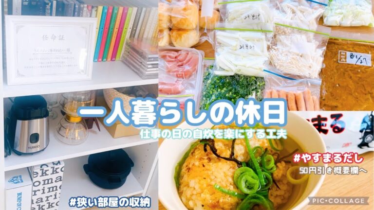 【ひとり暮らし】休日に食材の下処理冷凍｜壁に画鋲刺して大丈夫？に答えます｜やすまるだし｜前科者｜家具の組み立て｜ワッツ購入品【フリーター／一人暮らし】