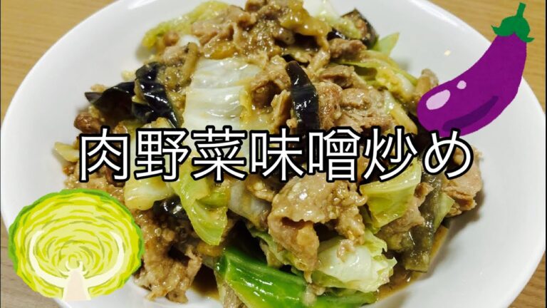 【肉野菜味噌炒め】豚こま、きゃべつ、ナス…家にあった食材でとりあえず一品作りました！