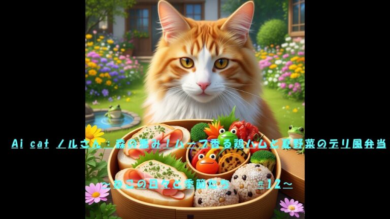 Ai cat ノルさん：森の恵み！ハーブ香る鶏ハムと夏野菜のデリ風弁当～ねこの日々と季節たち #12～