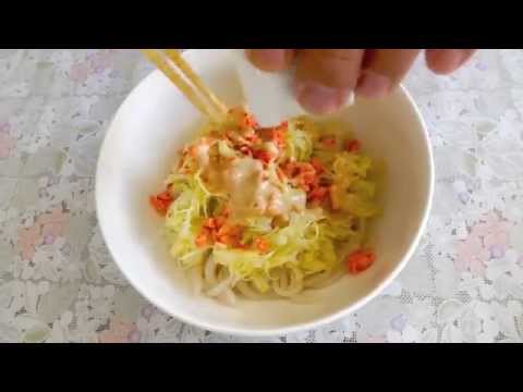 【こんにゃくうどんレシピ】温キャベツこんにゃくうどんサラダ
