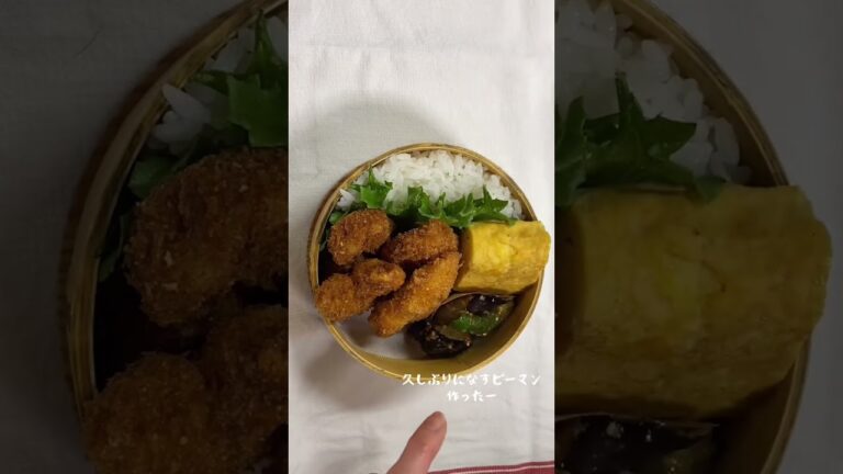 3月17日(金)の旦那弁当/＊ささみフライ＊桜海老入りだし巻き卵＊なすとピーマンの甘味噌炒め＊れんこんとハムのサラダ＊サラダ＊伊予柑