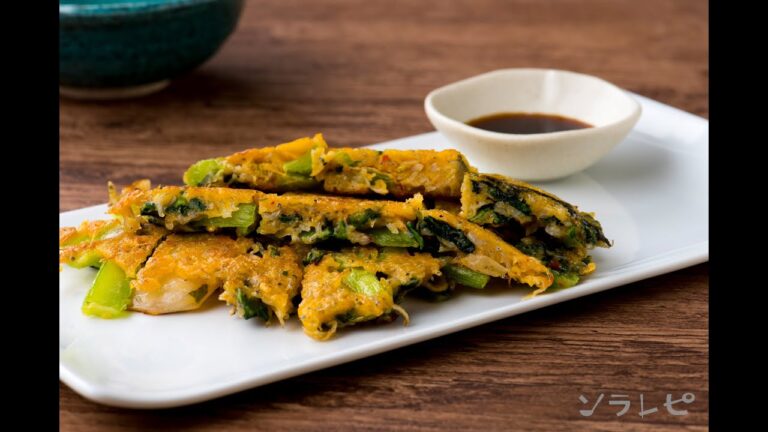 数秒でわかる「小松菜とシラスのチヂミ」の作り方