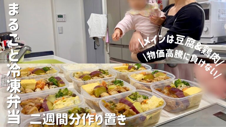 【1児の母が作るまるごと冷凍弁当10食】メインはまさかの豆腐？！物価高騰に負けない節約しながらボリューム満点弁当|同じ材料で主菜5種類|1日頑張って平日2週間ラクする|作り置きで母のひとり時間を確保
