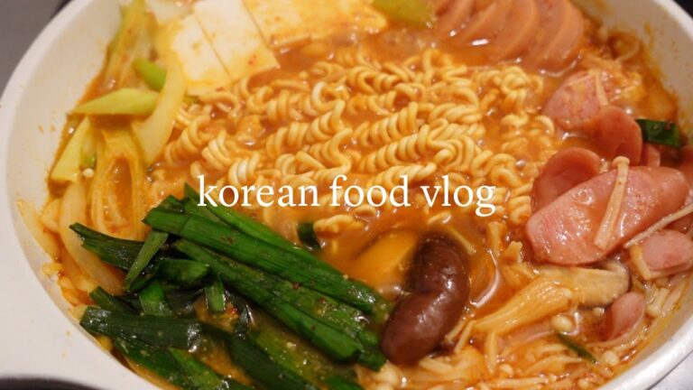 【料理vlog】独身一人暮らしの自炊ルーティン。簡単韓国料理のレシピ3選。プデチゲ。チヂミ。ホットク。