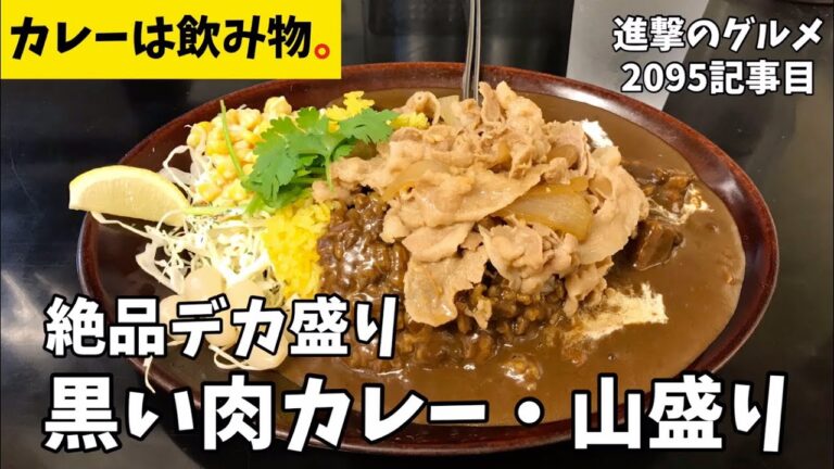 【デカ盛り】「カレーは飲み物。秋葉原店」で黒い肉カレー・山盛り・ガリ豚トッピングを世界一詳しく調査しました【大食い】
