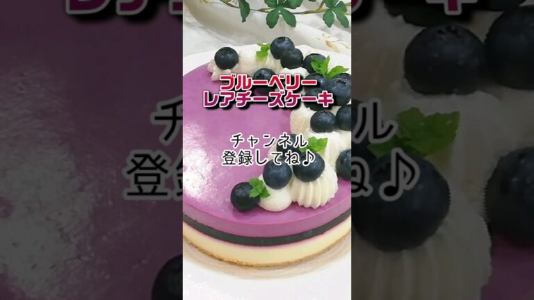 三層が美しい！ブルーベリーとクリームチーズの美味しいハーモニー♪ブルーベリーレアチーズケーキ #ブルーベリーレアチーズケーキ#簡単レシピ #お菓子作り