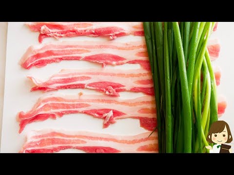 調味料３つ！巻いて焼くだけなのにマジで美味しすぎてハマります！『万能ネギの豚バラ巻き』の作り方Pork Belly Rolls with Green Onions