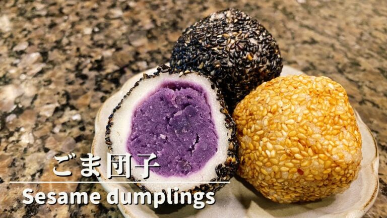 【手作りおやつ】意外と簡単！白玉粉で紅芋あんのごま団子❤️