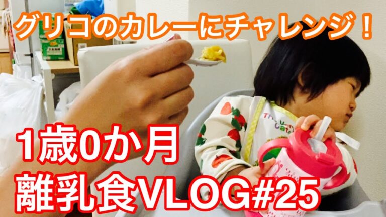 【離乳食vlog#25】グリコ 野菜カレー カレー嫌いの娘がチャレンジ【1歳0か月】