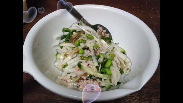 @大根、きゅうり、大葉、ツナ、枝豆、もち麦のサラダ(作り方は概要を見てください！)