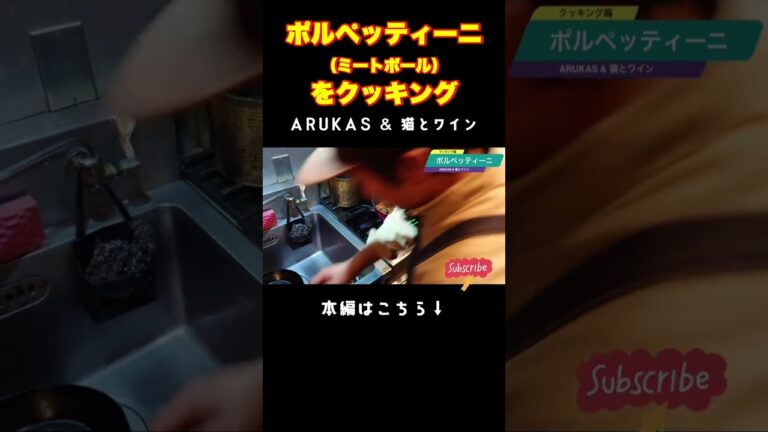ポルペッティーニ(ミートボール)をクッキング ARUKAS & 猫とワイン #ワイン #ペアリング #arukas #猫とワイン #我孫子 #グルメ #ワイン #ミートボール #shorts