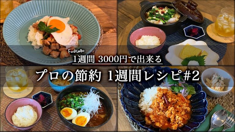 【1週間の献立表】3000円分まとめ買いで節約できる！1週間の晩御飯【プロが教えるおしゃれ料理】