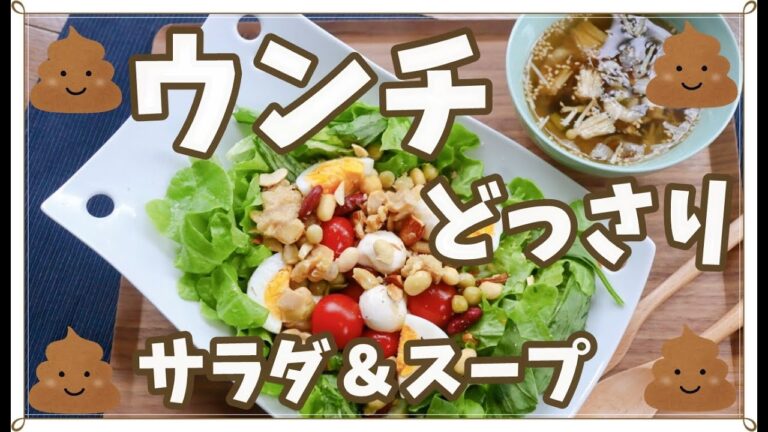 【ウンチどっさりサラダ ＆スープ】次の日本当にどっさり出ました( *´艸｀)