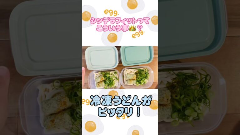 これがシンデレラフィット？作り置きしようとしたら冷凍うどんがピッタリ過ぎて嬉しかった☺️ #keyuca #お弁当 #ズボラ弁当 #作り置き弁当 #冷凍うどん #冷凍弁当