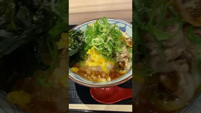 「鬼おろし豚しゃぶぶっかけうどん」と明太子おにぎりランチ🍙　#丸亀製麺  #mayaちゃんねる