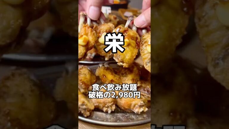 栄地区！最安値の食べ飲み放題🍺　手羽ヤロウ　栄錦本店　#名古屋グルメ #居酒屋 #食べ飲み放題 #japanesefood #shorts