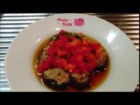 レンジで簡単　なすの肉詰め