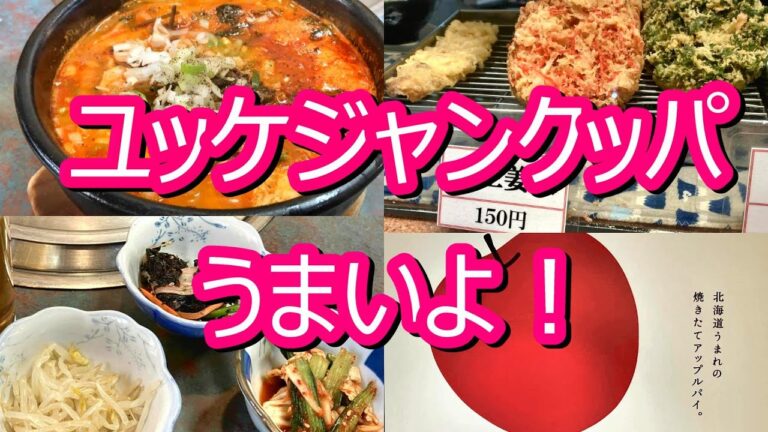 コスパ最強！大人気店のユッケジャンクッパが めちゃうま 行列ができる韓国料理店 丸い月 と 新千歳空港限定 行列ができる りんご増量 アップルパイGET