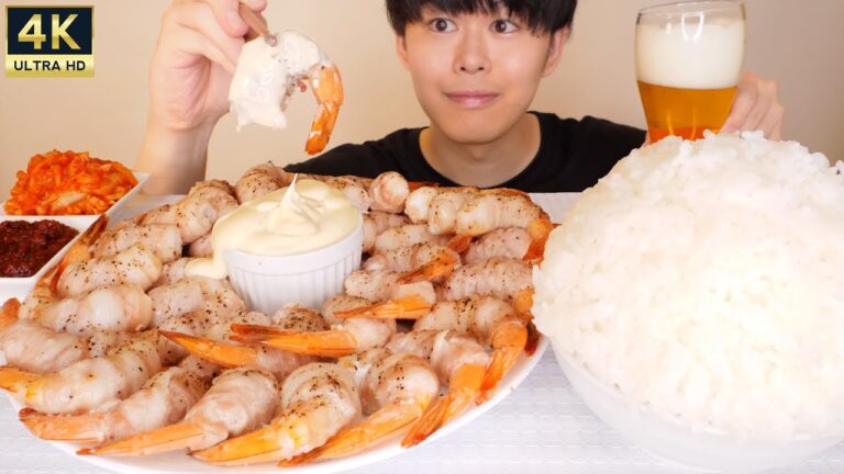 ASMR エビロールサムギョプサル Shrimp EATING SOUNDS | 咀嚼音 | 大食い | MUKBANG | 먹방