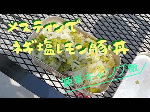 【キャンプ飯】メスティンでネギ塩レモン豚丼