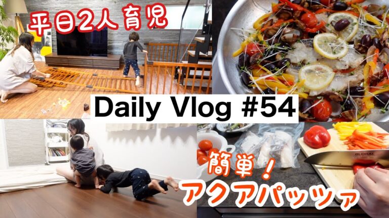 【Vlog#54】フライパンで簡単アクアパッツァ！テレビや植物をサークルで赤ちゃんからガードw【生後10ヶ月】
