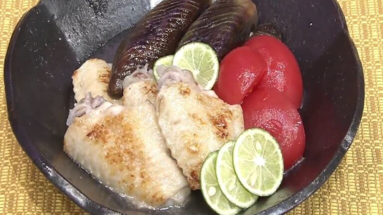 ナスと手羽先の煮びたし