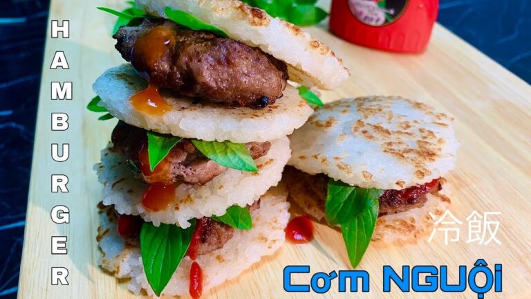 Món ăn từ Cơm Nguội | Cách làm bánh Hamburger từ CƠM NGUỘI cực kỳ đơn giản |ベトナム料理|美味しいライスバーガーの作り方
