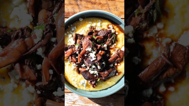 Braised mushrooms, polenta & blue cheese 🍄‍🟫