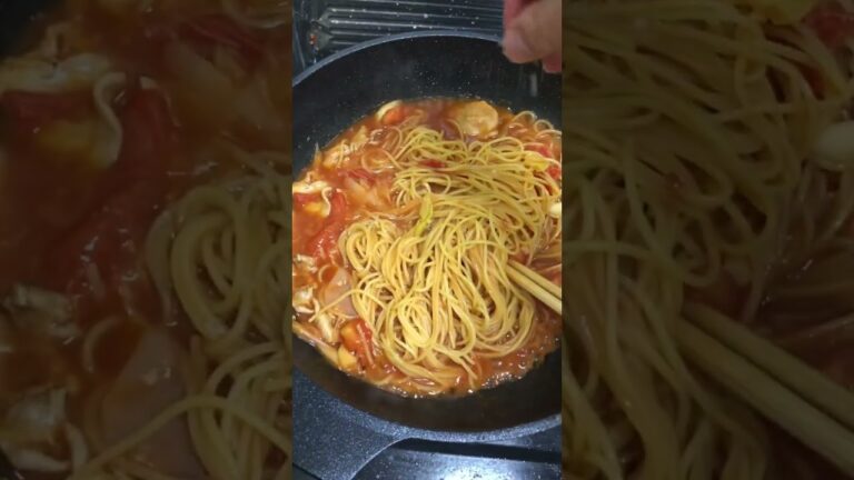 #192【水漬けパスタ】昼のおかずの残りでナポリタン