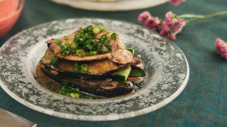 ドレッシングで簡単♪豚肉となすのミルフィーユ