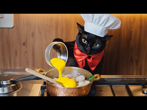 黒猫くーすけ親子丼に挑戦🐾