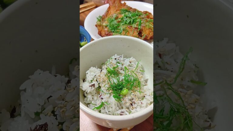 出来たてゆかり 釜揚げしらす 大葉 枝豆 の混ぜご飯🍚うまうま😋