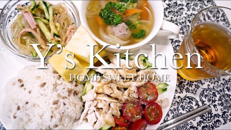 【料理】バンバンジー＆春雨の中華サラダ＆肉団子のスープ