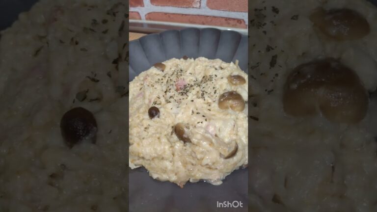 オートミールで「きのこのチーズリゾット」作ってみたよ！【料理作り】#shorts