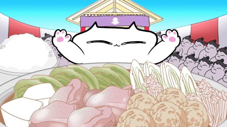 ちゃんこ鍋大食い猫❗️やすまるだしの浅草だしで相撲部屋の本格ちゃんこ【アニメ飯】  / Mukbang Animation ASMR