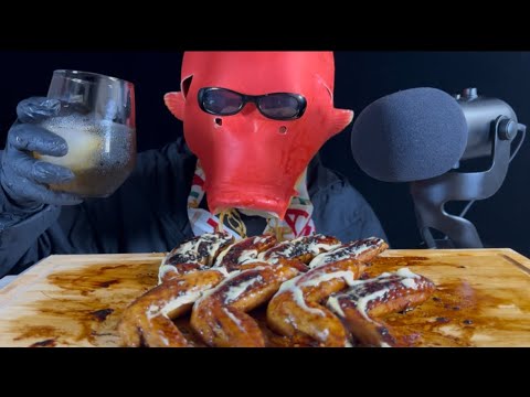 ASMR 手羽先×最高気温 ㊙︎字幕【咀嚼音・Mukbang・Eating Sounds・fish・monster】