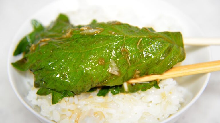 大葉（青じそ）のピリ辛醤油漬け　How to make green perilla pickled in soy sauce