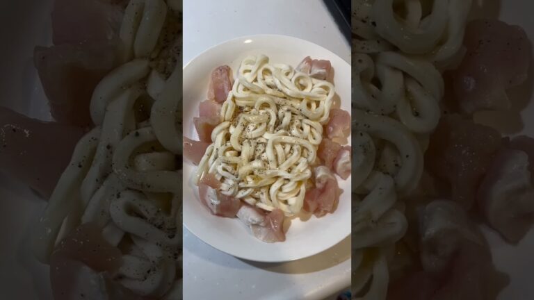 １食200円以下！【レモン風味鶏肉うどん】やる気起きない日のアラサー男性の晩ごはん【電子レンジ調理】
