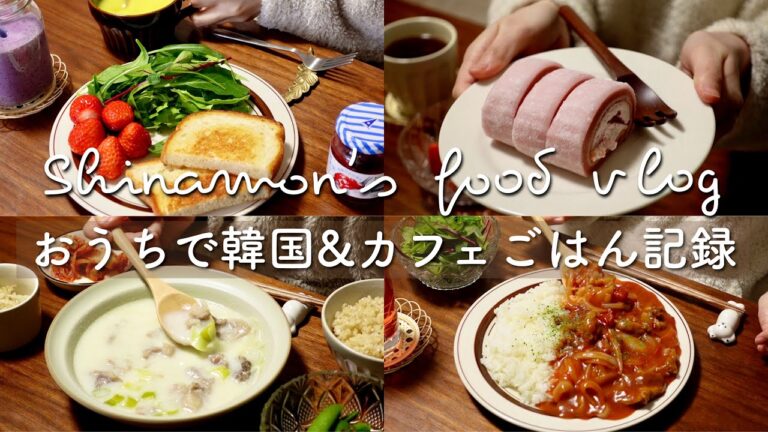 ENG)家が好きなインドア派の自炊記録🍰｜エッグチーズトースト、苺みるくロール、カオマンガイ、ソルロンタン、ユッケジャンクッパ、キャベツチヂミ、ハヤシライス、バタートースト｜vlog