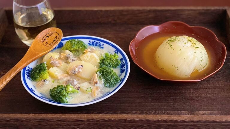 じゃがいものクラムチャウダーと、玉ねぎ丸ごとスープ♪