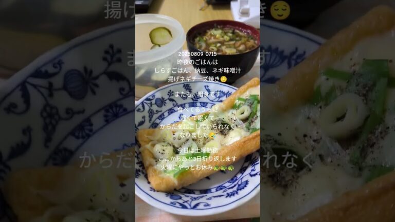 昨夜のごはんはしらすごはん、納豆、揚げチーズ焼き　 #昨夜のごはん　 #しらすごはん　 #粗食