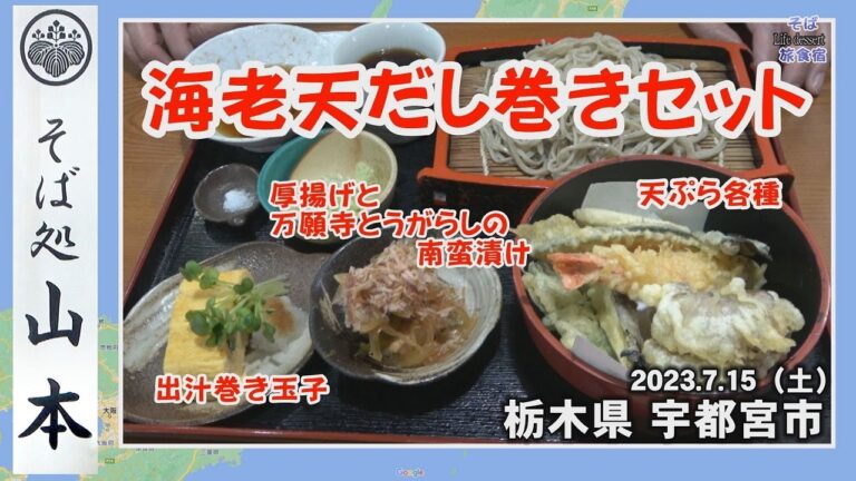 【そば】宇都宮市　そば処 山本本店　海老天出汁巻きセット　冷やした狸そば　栃木県